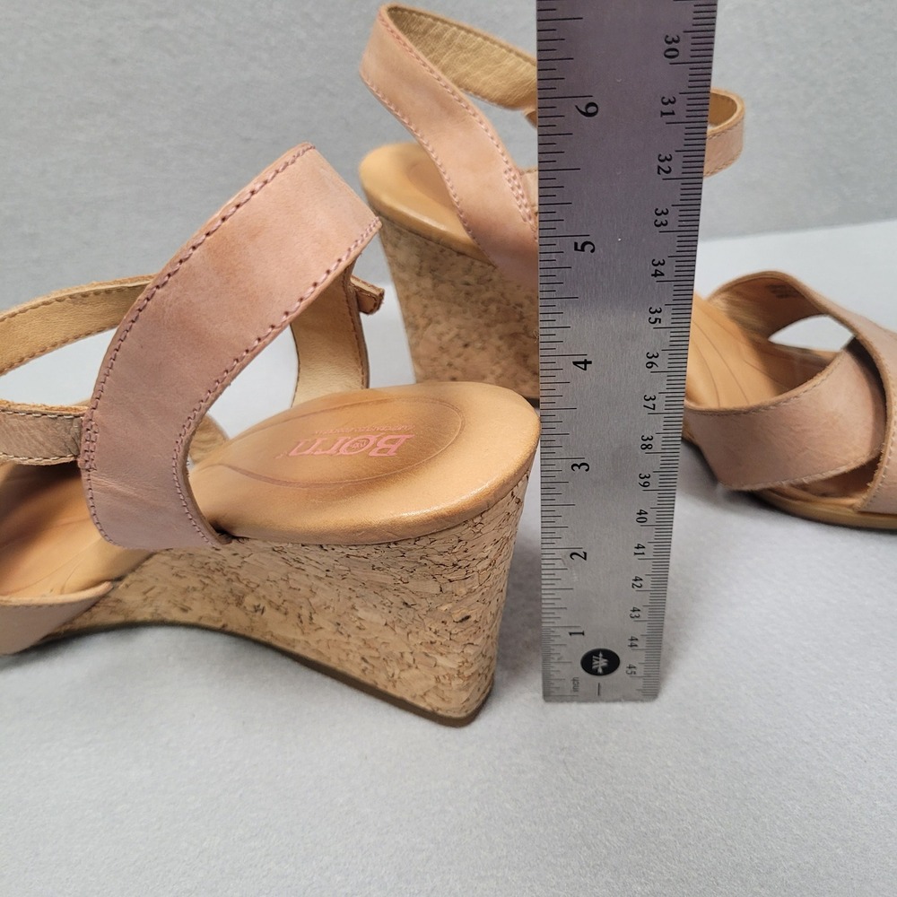 Born Tan Leather Cork Wedge Sandals Ankle Strap D93228 Womens 10M - Picture 6 of 11